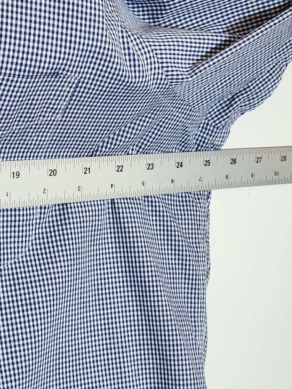 Club Room Navy and White Gingham Check Dress Shirt Size 17 34/35